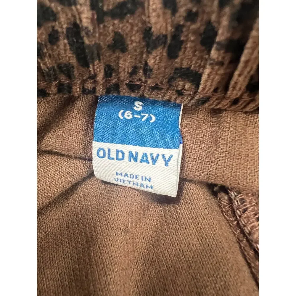 Old Navy Girls Black Brown Animal Print Brown Black Corduroy Size 6-7